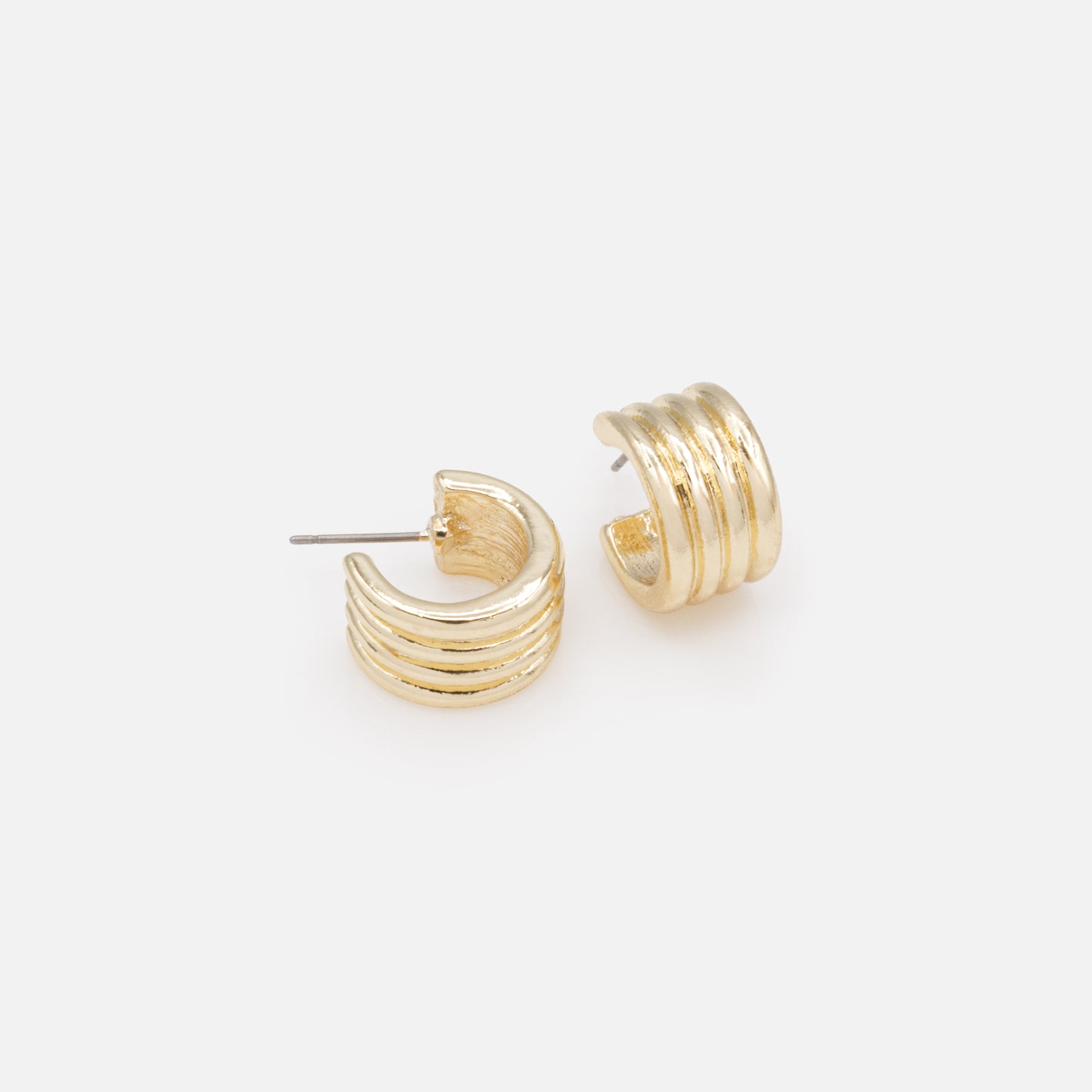 PR253E004GL - Golden hoop earrings with wide grooves