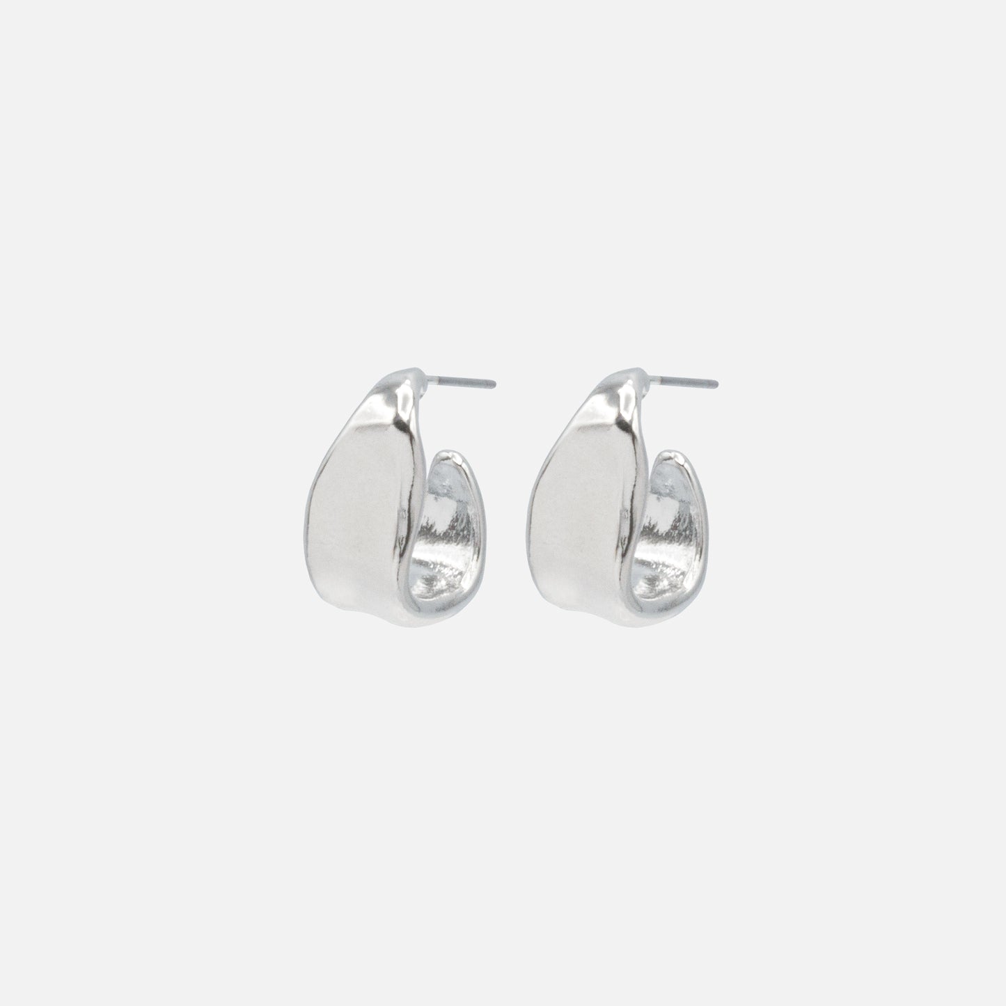 PR253E006SL - Unperfect silvered hoop earrings