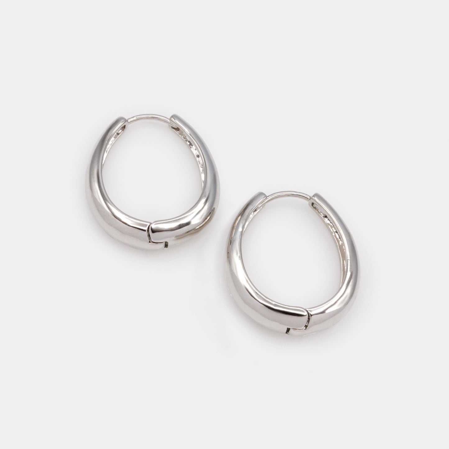 Boucles d'oreilles anneaux argentés ovales - PR253E010SL