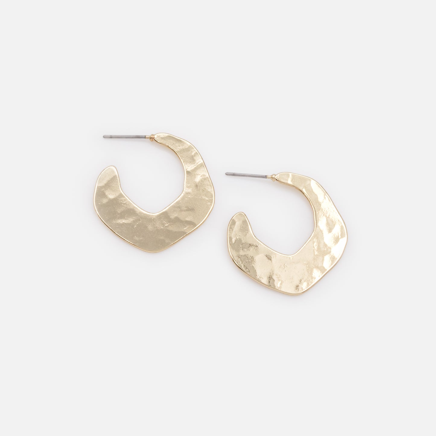 PR253E015GL - Thin hammered golden hoop earrings