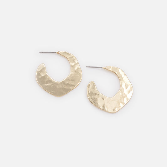 PR253E015GL - Thin hammered golden hoop earrings