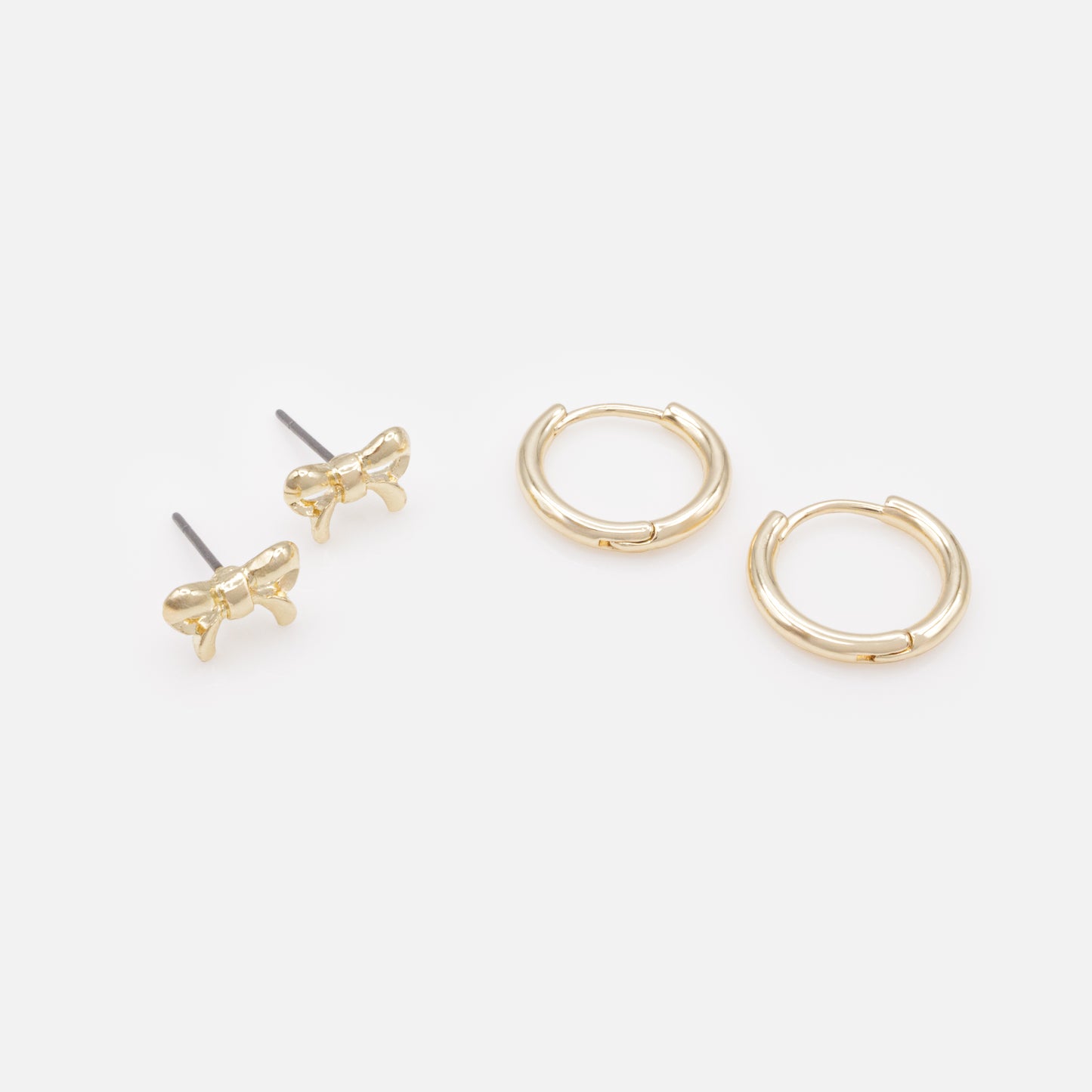 PR253E016GL - Duo de boucles d'oreilles dorées petites boucles & huggies