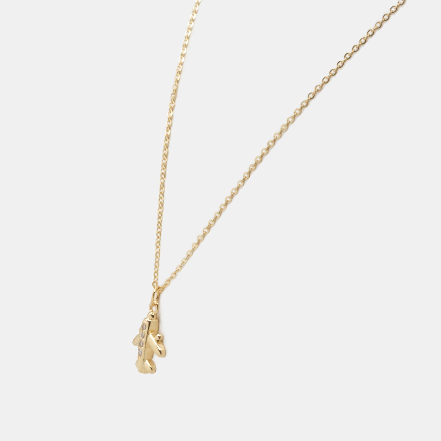 Collier doré breloque petit avion avec zircons cubiques - PR253N024GL