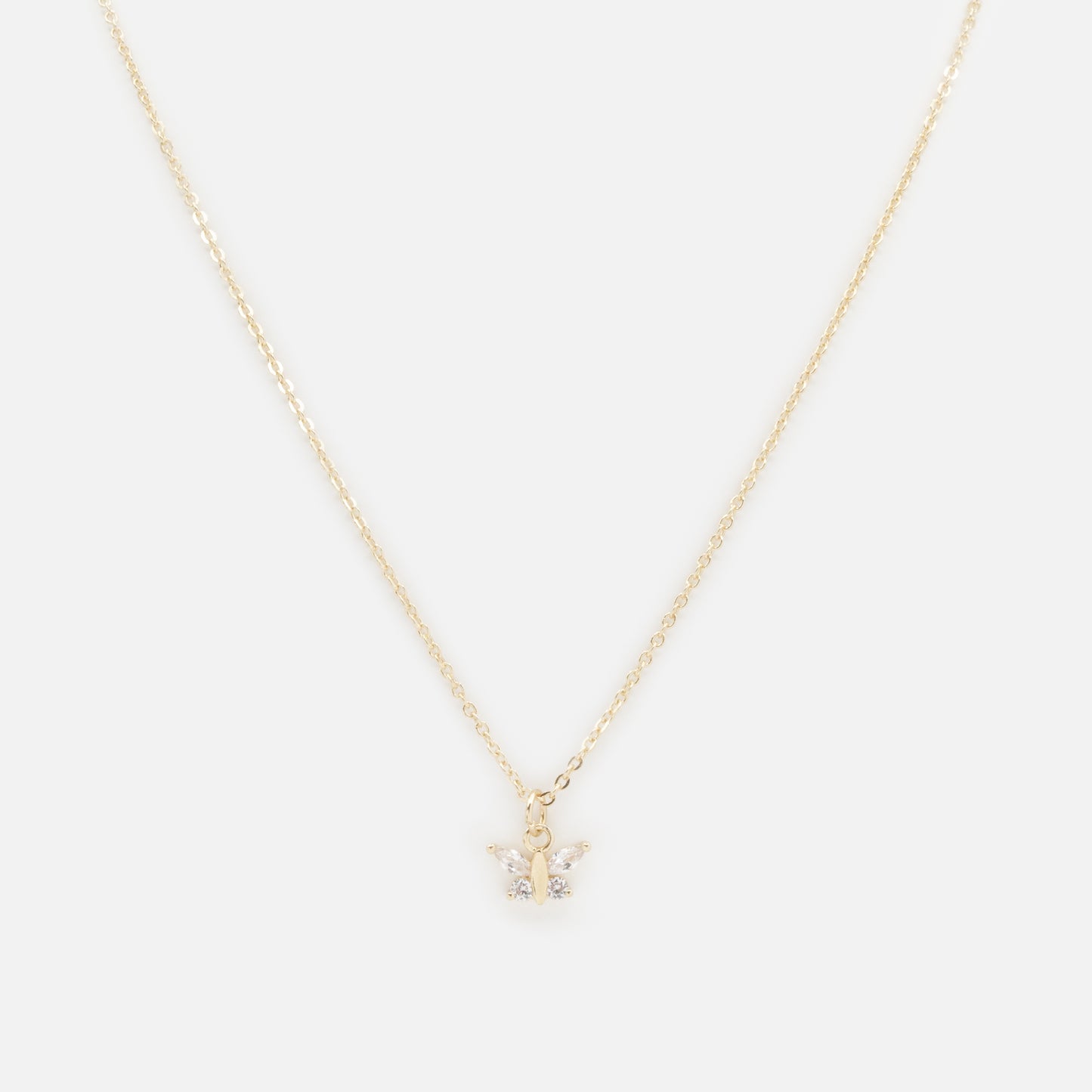 PR253N025GL - Collier doré breloque petit papillon avec zircons cubiques