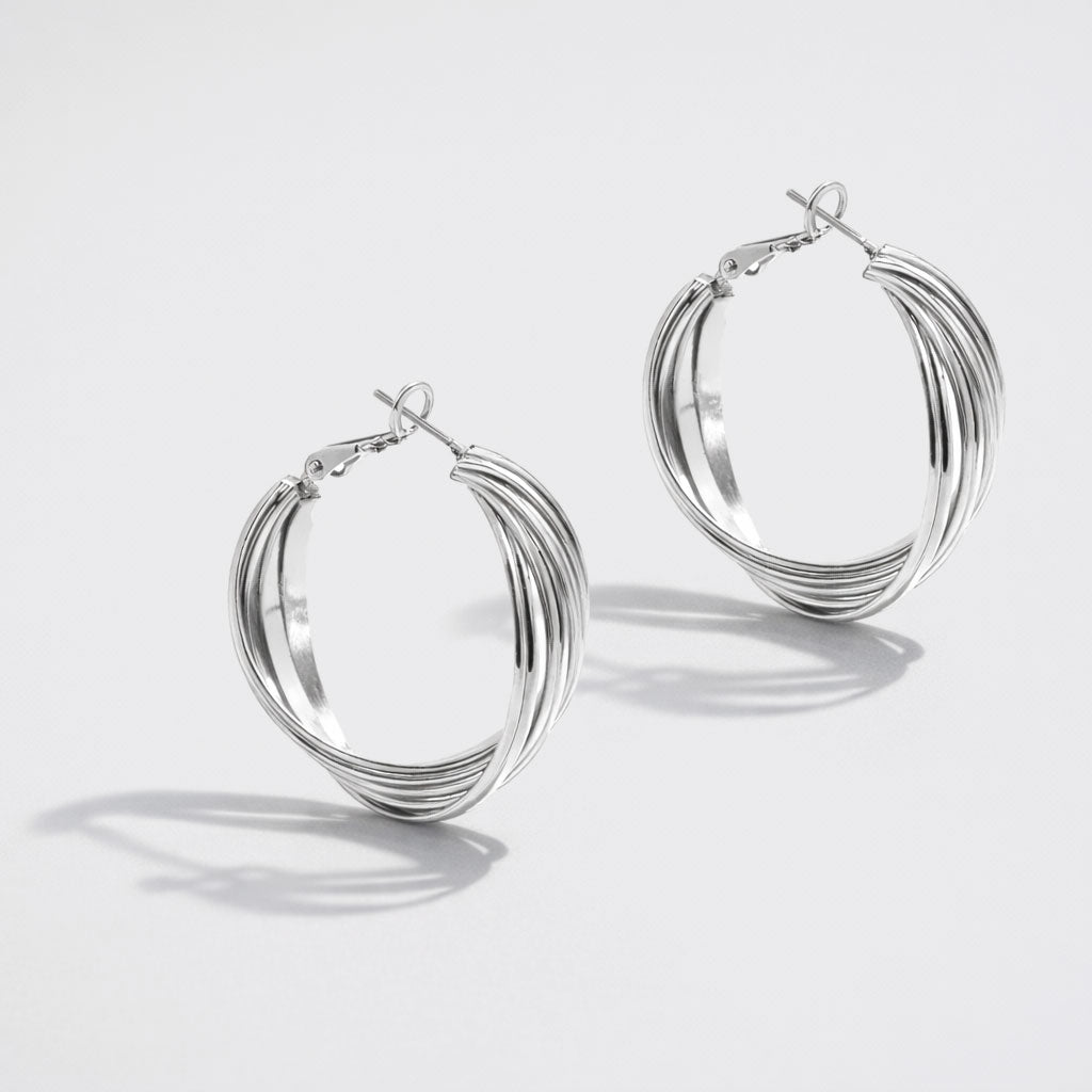 Silvered Twisted Earrings