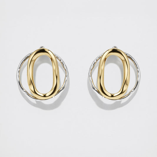 Two-Tone Layered Organic Circle Hoop Earrings