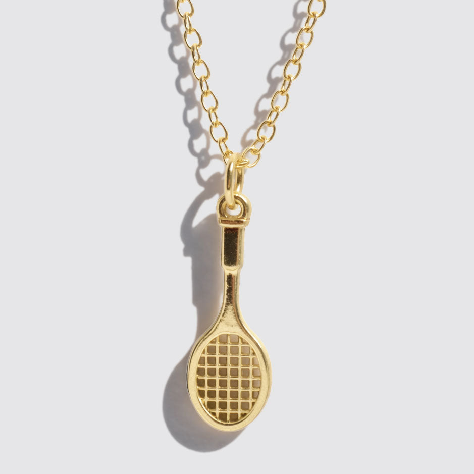 Gold-Tone Necklace with Tennis Racket Charm Pendant