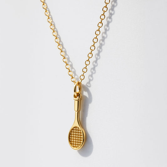 Gold-Tone Necklace with Tennis Racket Charm Pendant