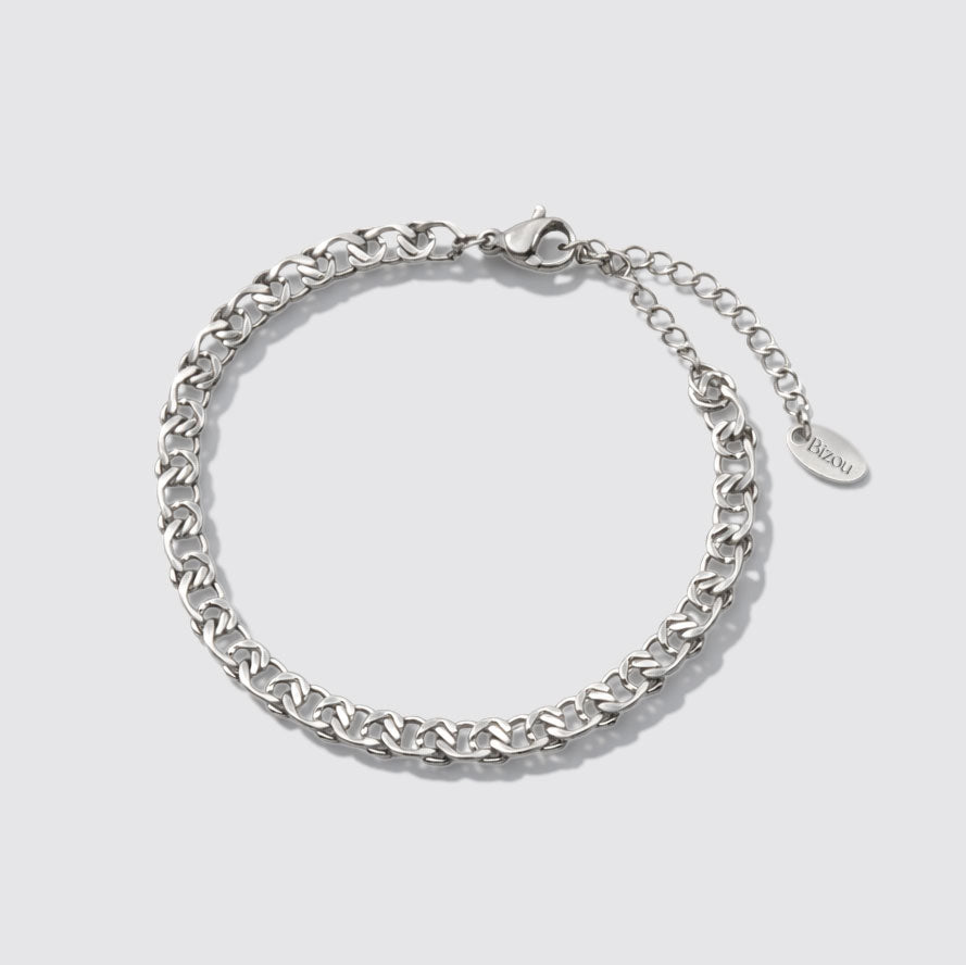 Silver Crossed Mesh Bracelet Stainless Steel