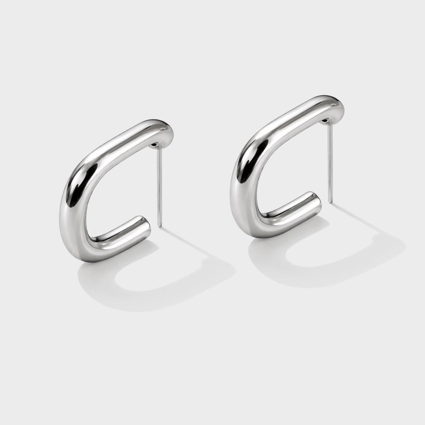 Rectangular silvered hoop earrings in stainless steel - SF253E015SL
