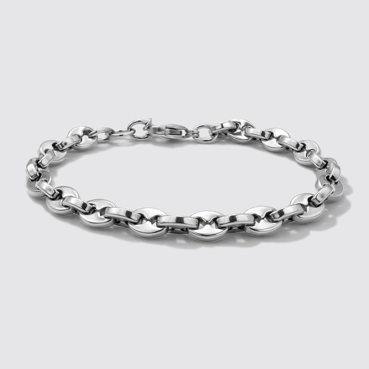 Silvered Bracelet Mariner Links in Stainless Steel