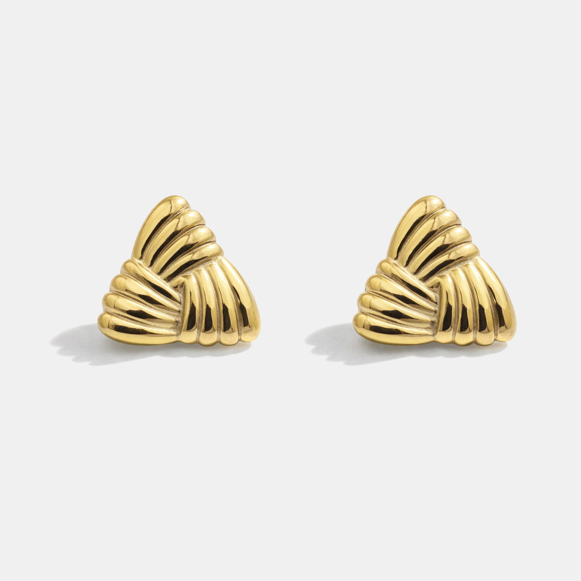 Golden Textured Triangle Earrings Stainless Steel