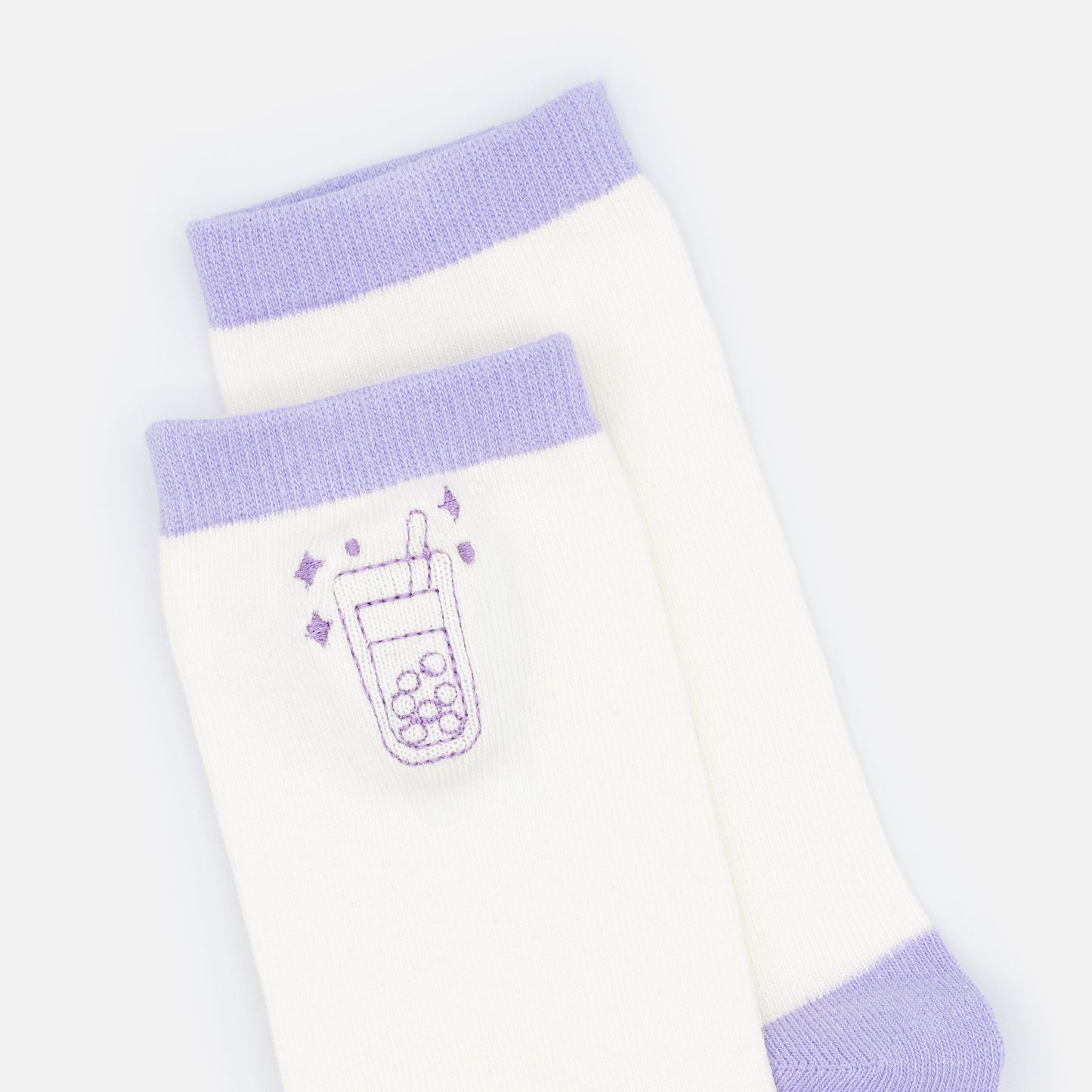 SO253-003PP - Bas crème & lilas avec broderie thé aux perles