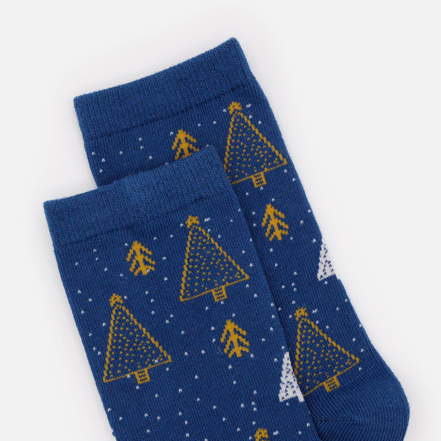 SO253-015BL - Dark blue socks with golden pine trees