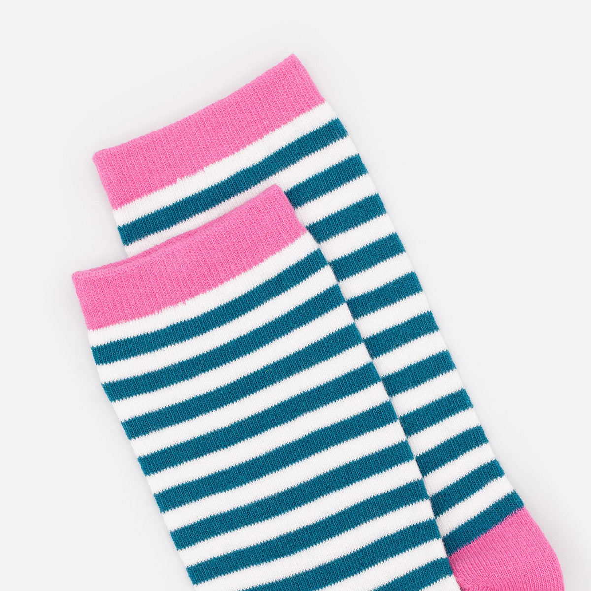 White & pink socks with teal stripes - SO253-026MM