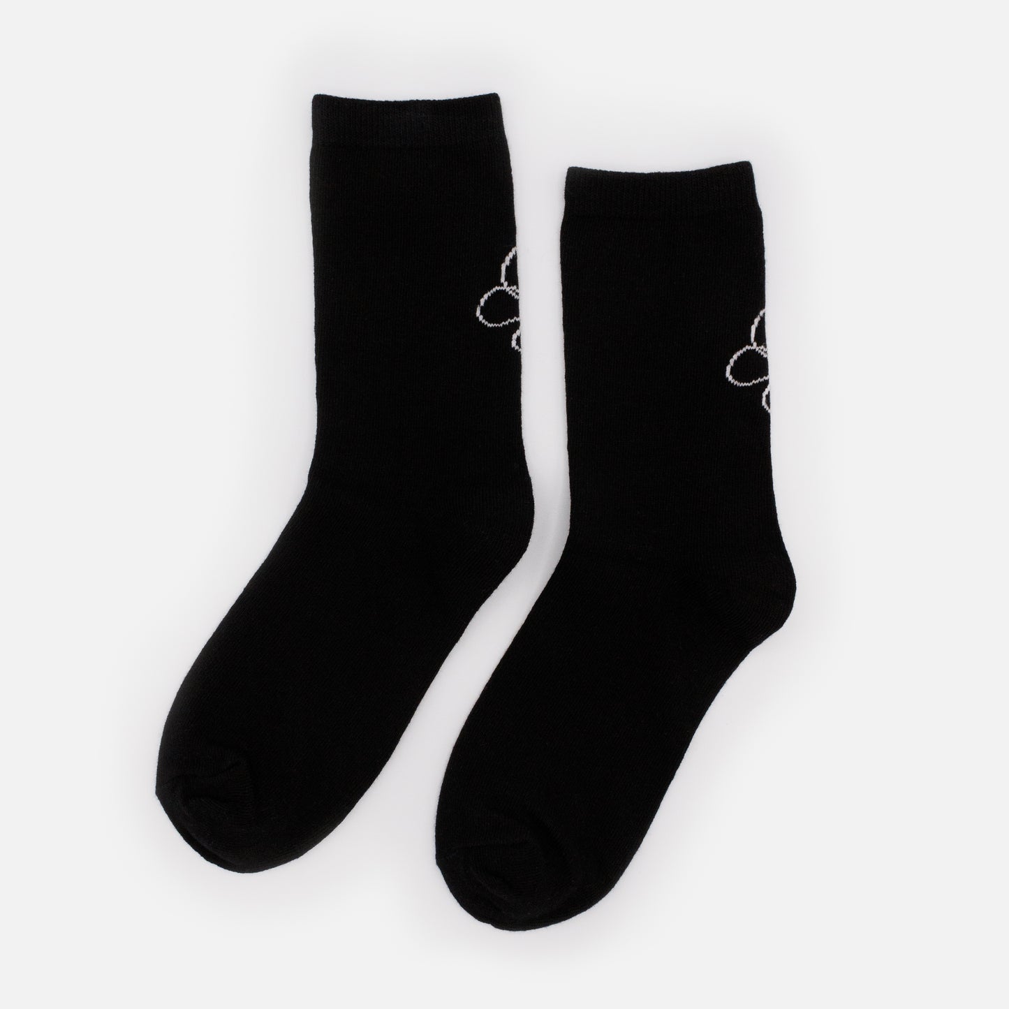 SO253-030BK - Black socks with white butterfly print