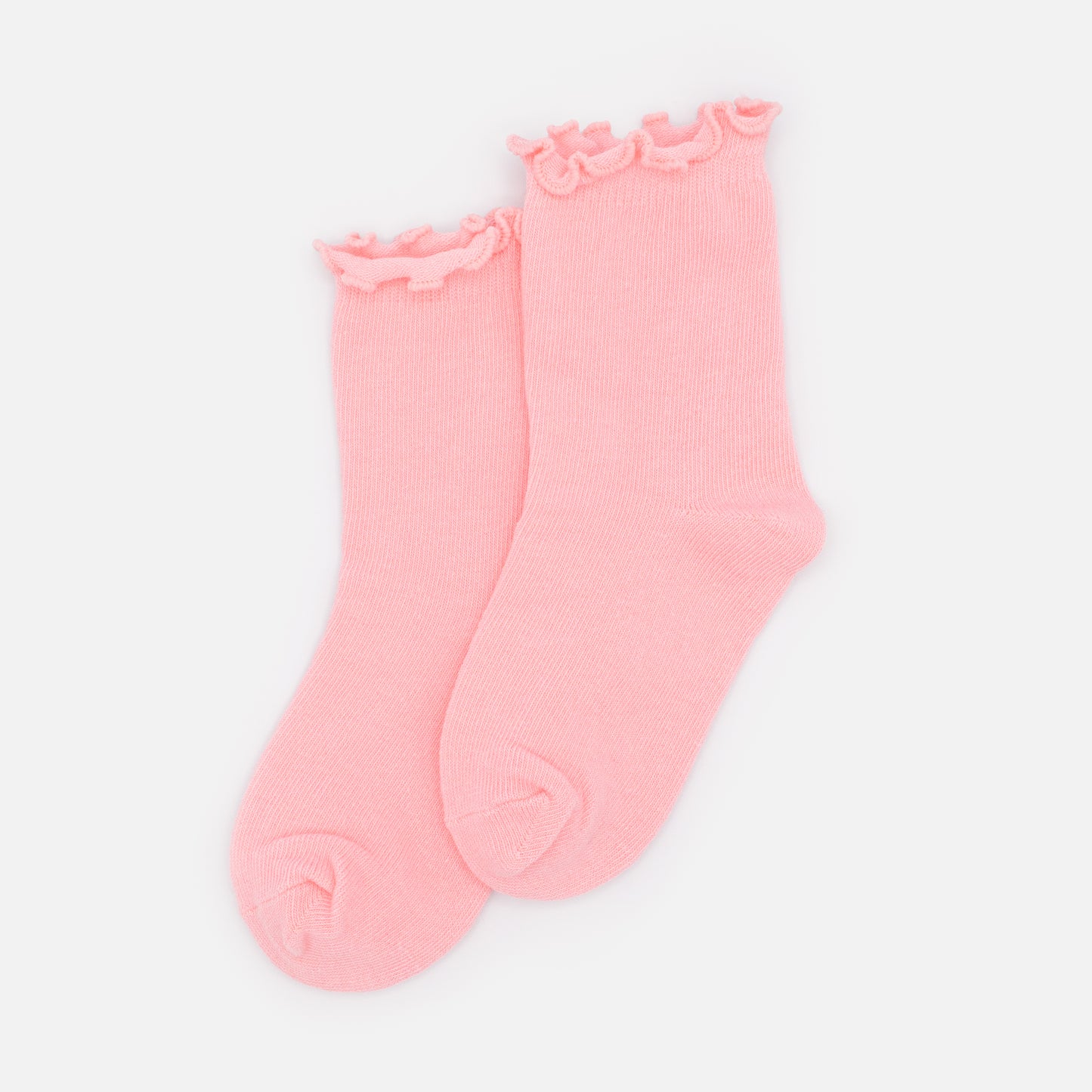 SO253M002PK - Mini bas cheville rose pâle à bordure ondulée