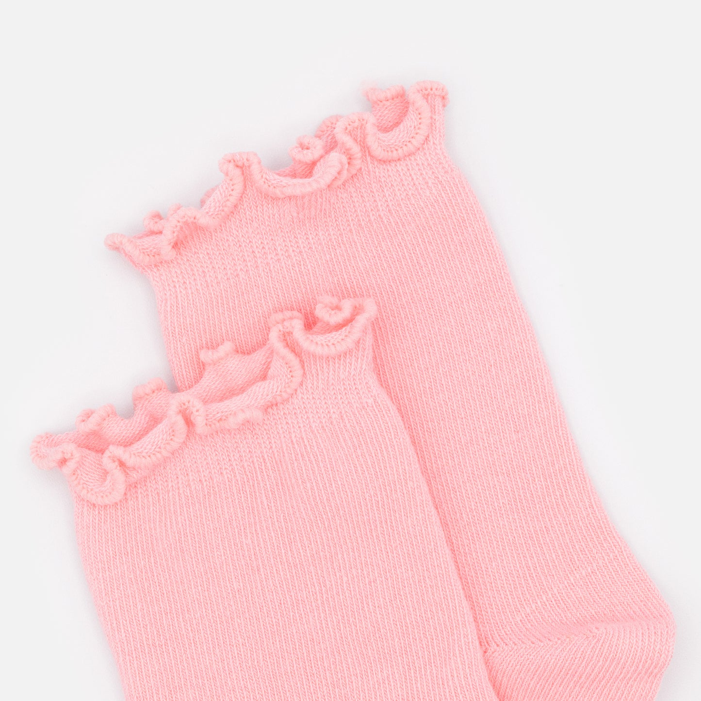 SO253M002PK - Mini bas cheville rose pâle à bordure ondulée