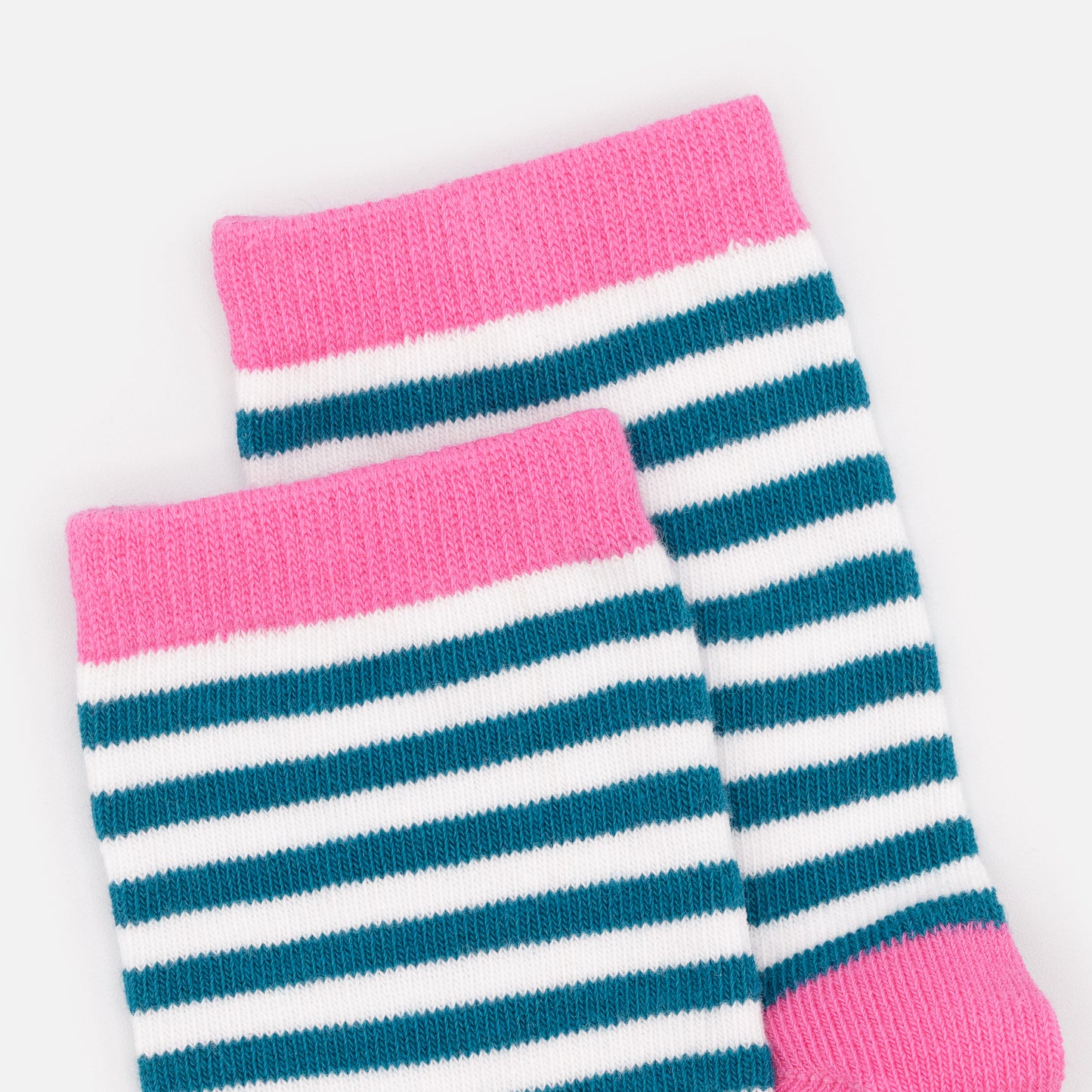 SO253M006MM - Mini white & pink socks with teal stripes