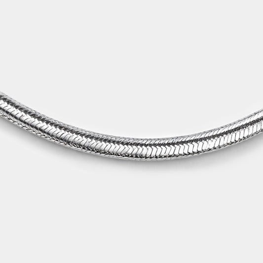 Silvered Flat Snake Mesh Chain in Stainless Steel