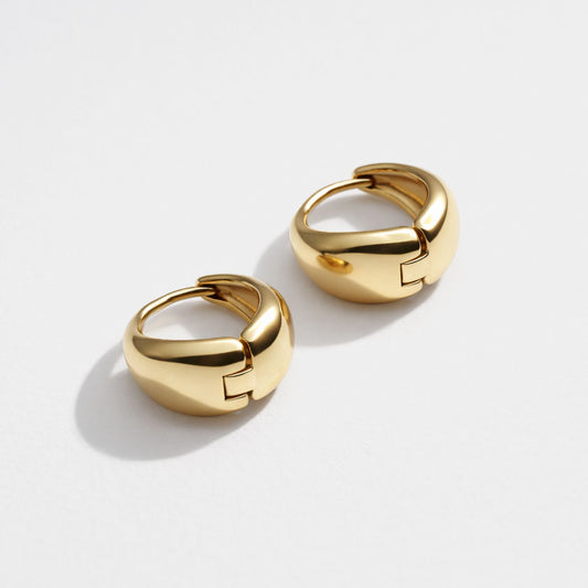 Golden Wide-Base Huggies in Stainless Steel