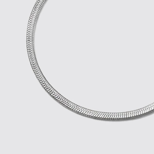 Silvered Flat Snake Mesh Bracelet in Stainless Steel