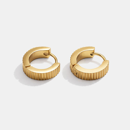 Golden Huggies with Horizontal Stripes in Stainless Steel