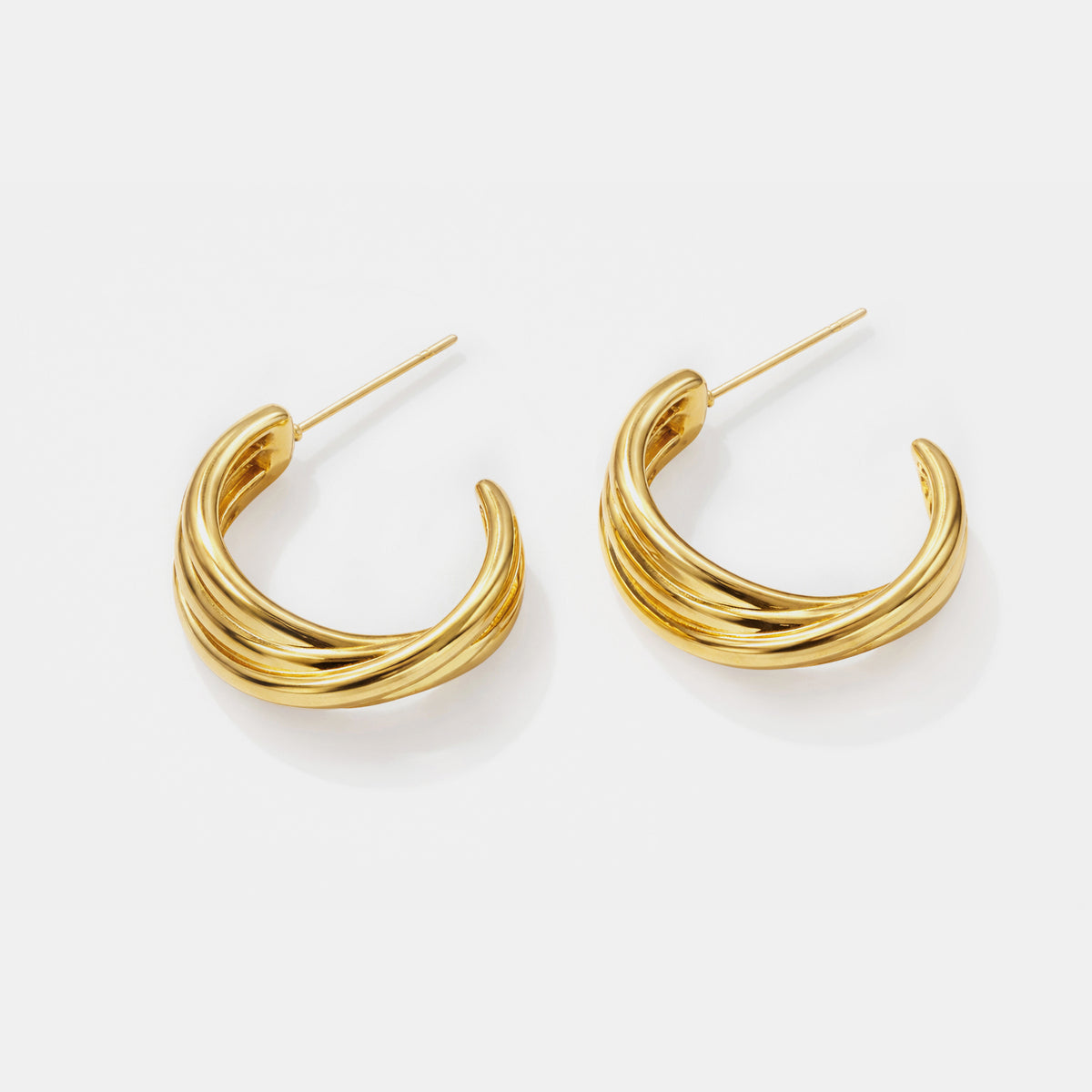 Boucles d'oreilles anneaux dorés sablier en acier inoxydable - SS251E012GL