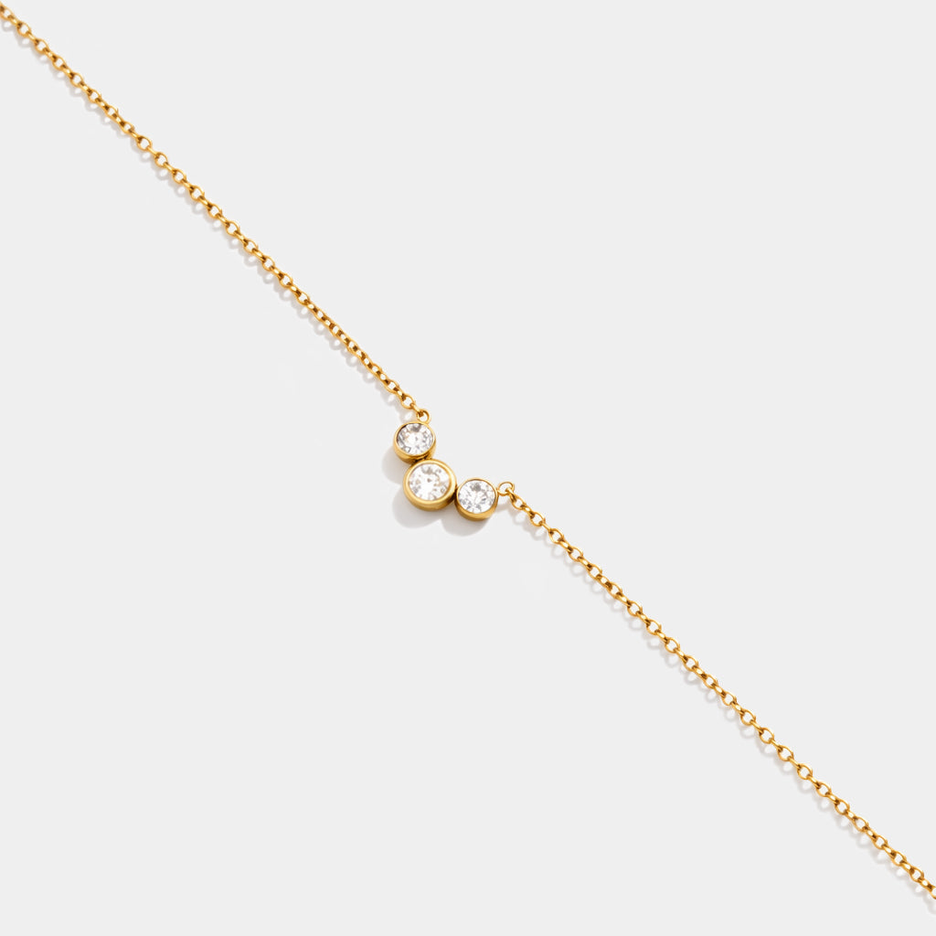 Bracelet doré en acier inoxydable trio de zircons cubiques - SS253B019GL
