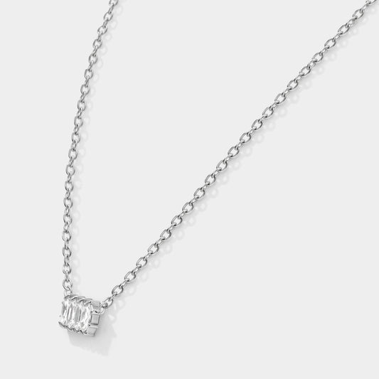 Four marquise stones silvered necklace in stainless steel - SS253N019SL