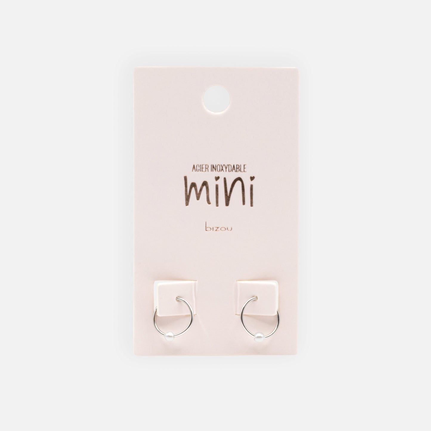 SSM201E05AR - Mini silver sleeper earrings in stainless steel with pearl