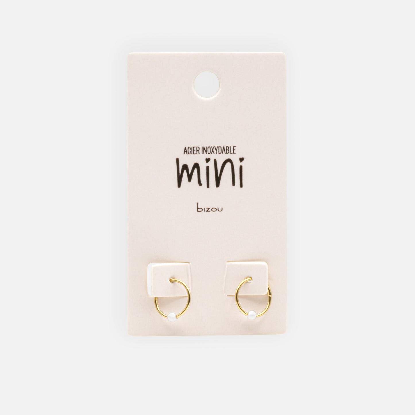 SSM201E05DO - Mini golden sleeper earrings in stainless steel with pearl