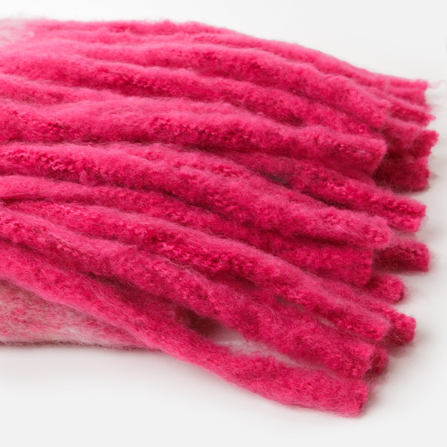 WA243-050MM - Cozy pink scarf with orange & purple stripes