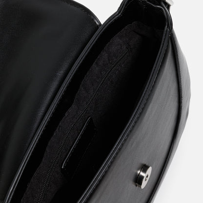 BG251B034BK - Black crossbody handbag in PU