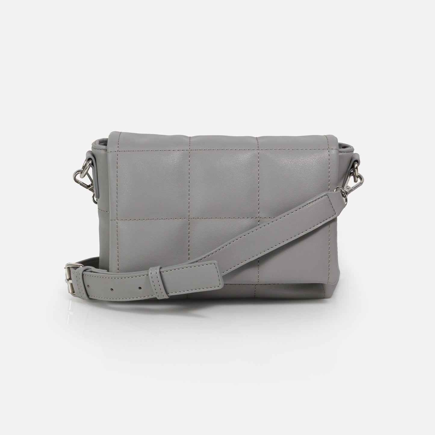 BG251B044GR - Grey quilted crossbody handbag in PU