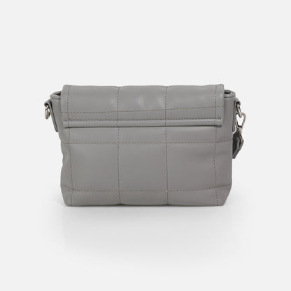 BG251B044GR - Grey quilted crossbody handbag in PU