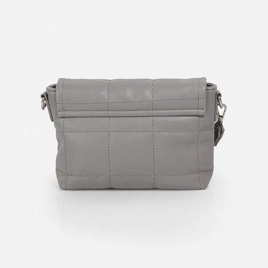 BG251B044GR - Grey quilted crossbody handbag in PU
