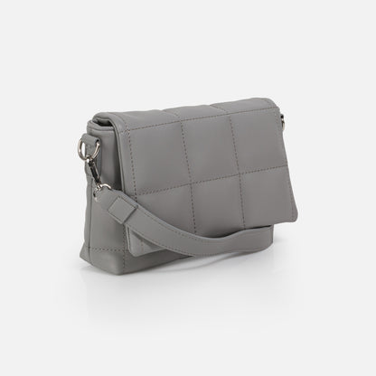 BG251B044GR - Grey quilted crossbody handbag in PU