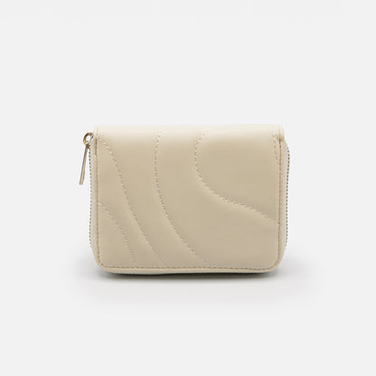 Portefeuille ivoire matelassé en PU - BG251W053IV