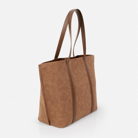 Light brown suede effect handbag - BG253B007BR