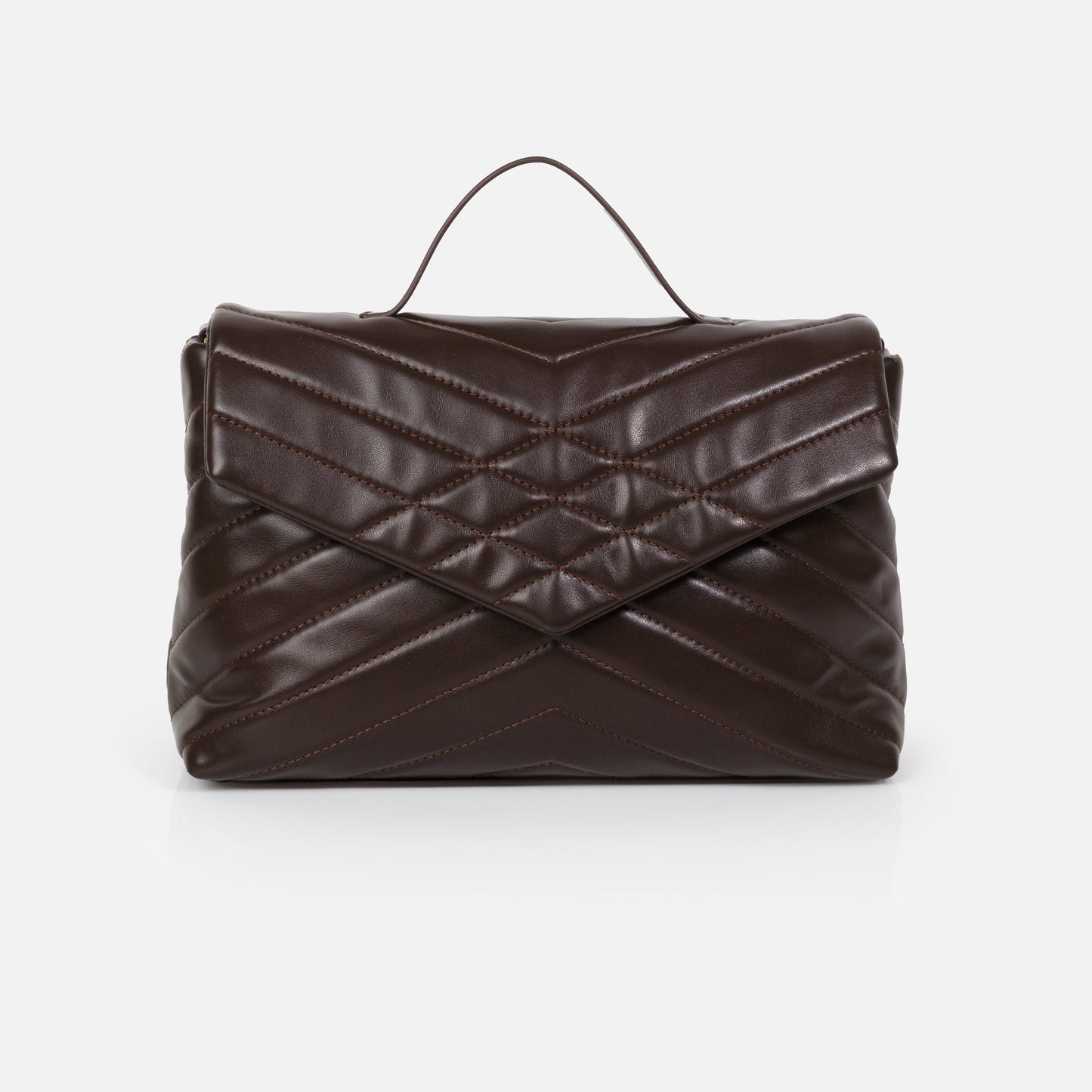 Dark brown quilted PU crossbody handbag - BG253B011BR