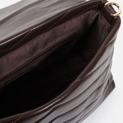 Dark brown quilted PU crossbody handbag - BG253B011BR