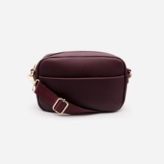 BG253B022BU - Burgundy crossbody handbag in PU with nylon strap