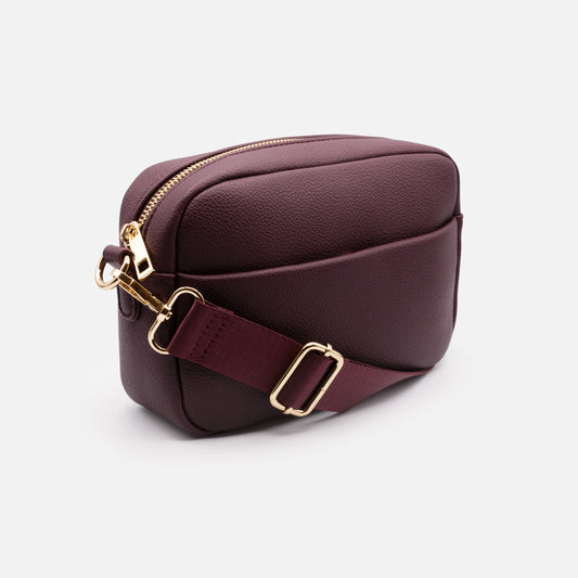 BG253B022BU - Burgundy crossbody handbag in PU with nylon strap