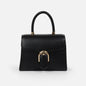 Black smooth PU handbag with braided handle - BG253B023BK
