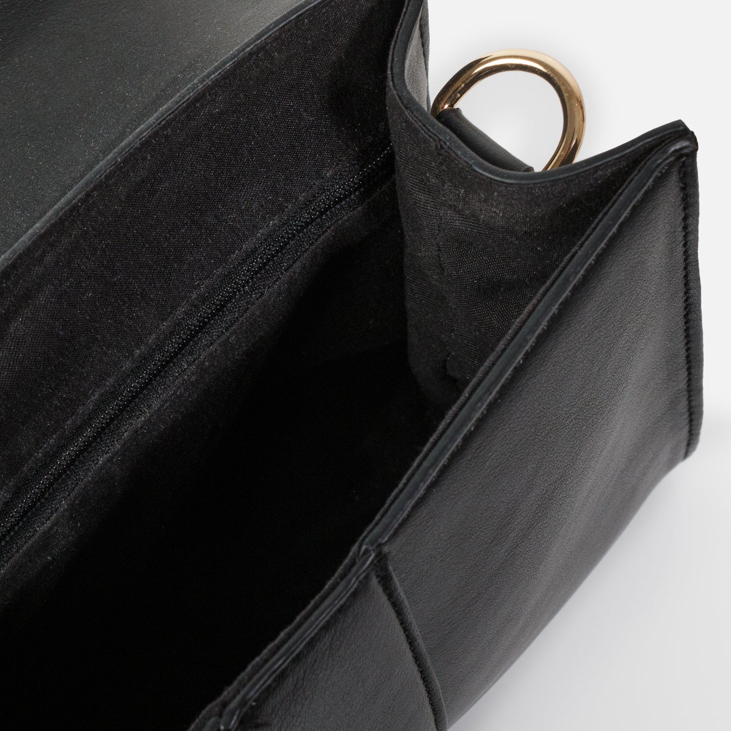 Black smooth PU handbag with braided handle - BG253B023BK