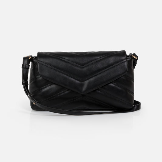 Black quilted PU crossbody handbag - BG253B031BK