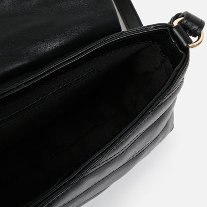 Black quilted PU crossbody handbag - BG253B031BK
