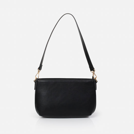 Black smooth PU handbag - BG253B032BK