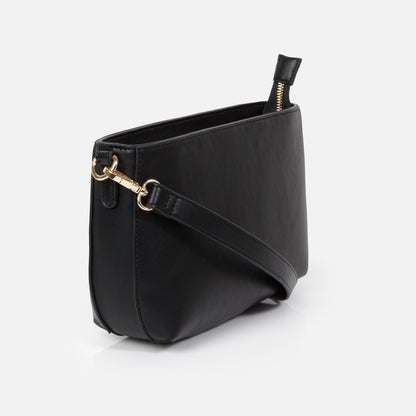 Black smooth PU handbag - BG253B032BK